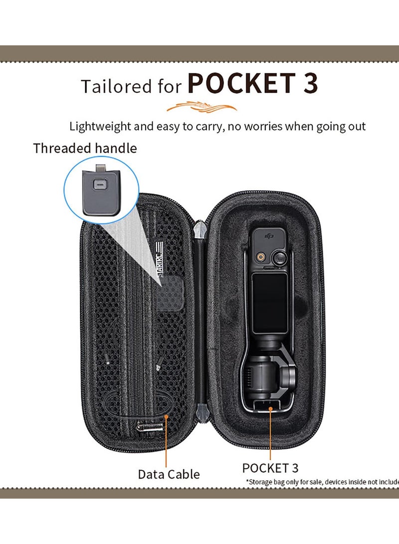 Camera Case for Osmo Pocket 3, Portable Carrying Case PU Leather Storage Bag for DJI Osmo Pocket 3 Creator Combo Accessories
