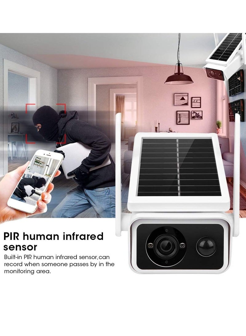 1080P Solar Surveillance Camera, IP66 Waterproof WiFi Security Camera, Support WiFi/AP Hotspot Connection, with IR Night Vision + PIR Motion Detection + Low-Power Consumption + 2 Way Audio Talk