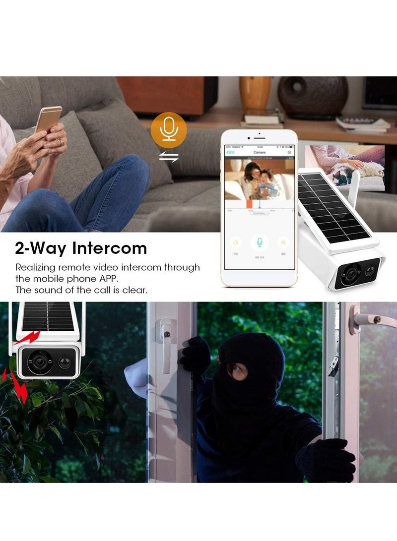 1080P Solar Surveillance Camera, IP66 Waterproof WiFi Security Camera, Support WiFi/AP Hotspot Connection, with IR Night Vision + PIR Motion Detection + Low-Power Consumption + 2 Way Audio Talk