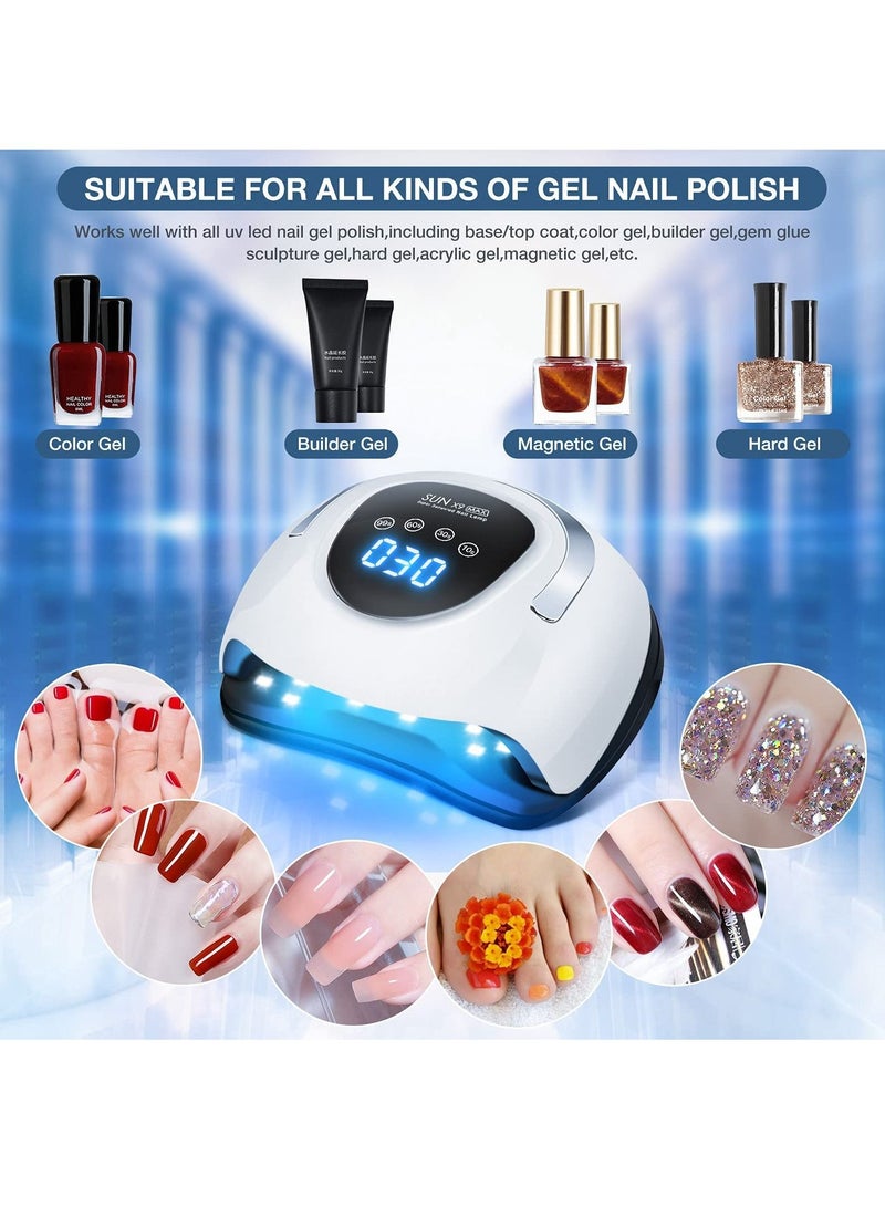 220W UV LED Nail Lamp UV Light Nail Dryer for Nails Gel Polish with 57 Lamp Beads 4 Timer Setting LCD Touch Display Screen Auto Sensor Professional Nail Light UV Nail Lamp for Gel Nails