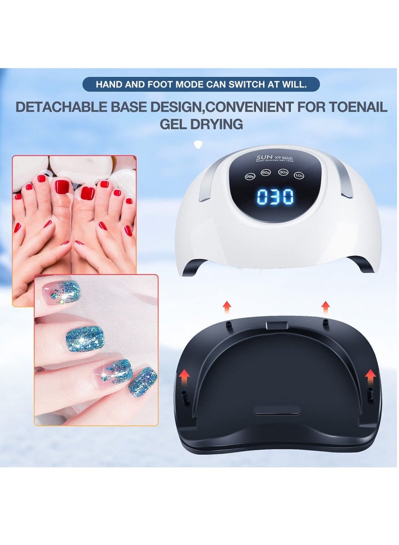 220W UV LED Nail Lamp UV Light Nail Dryer for Nails Gel Polish with 57 Lamp Beads 4 Timer Setting LCD Touch Display Screen Auto Sensor Professional Nail Light UV Nail Lamp for Gel Nails