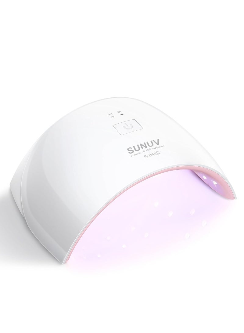 SUNUV UV LED Nail Lamp, UV Light for Nails Dryer for Gel Nail Polish Curing Lamp with Sensor 2 Timers SUN9C Pink Gift for Women Girls