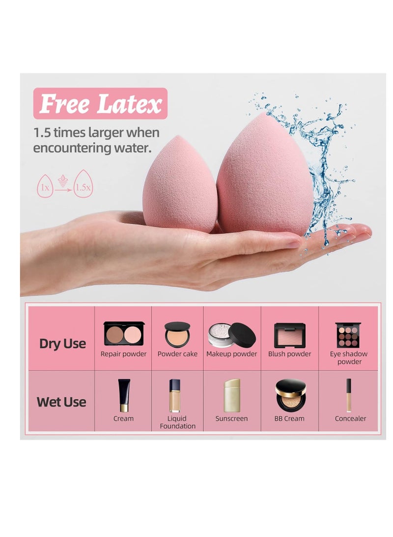 Makeup Sponge Set BS-MALL Blender Sponges 7 Pcs for Liquid, Cream, and Powder, Multi-colored with 1 Mini Makeup Sponge Pink (A-Pink)