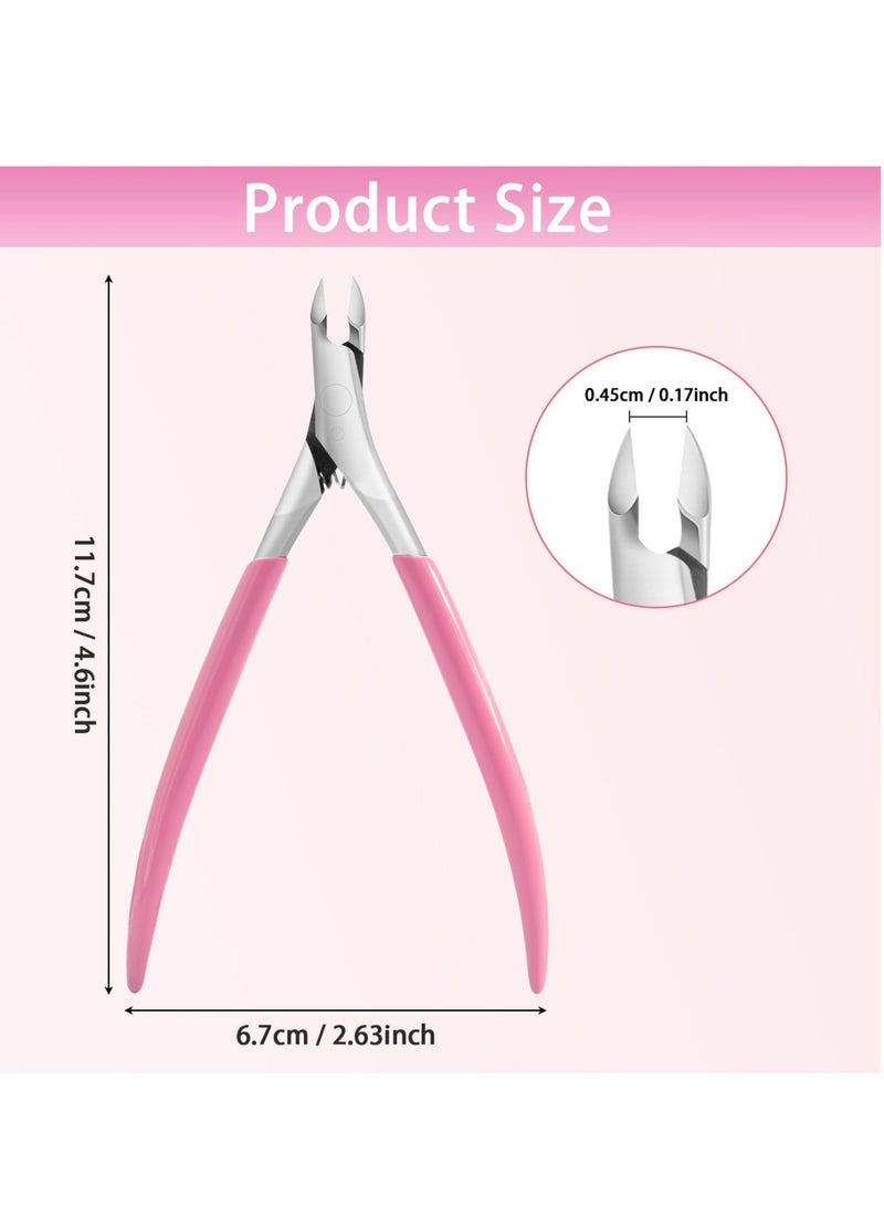 Cuticle Trimmer, Professional Cuticle Nippers with Anti-Slip Silicon Handle, Spring Action Cuticle Cutter, Suitable for Expert Manicures, Precision Cuticle Cutters Premium Cuticle Tool (Pink)