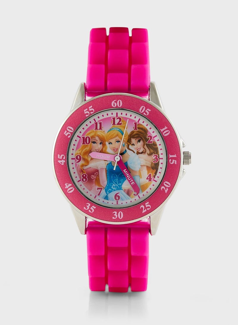 Disney Princess Girls Time Teacher Watch Pink Silicon Strap, PN1078ARG