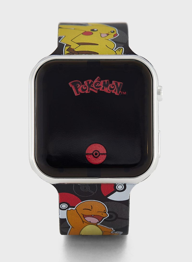Pokemon Boys LED watch Watch Black Silicone Strap, POK4322ARG