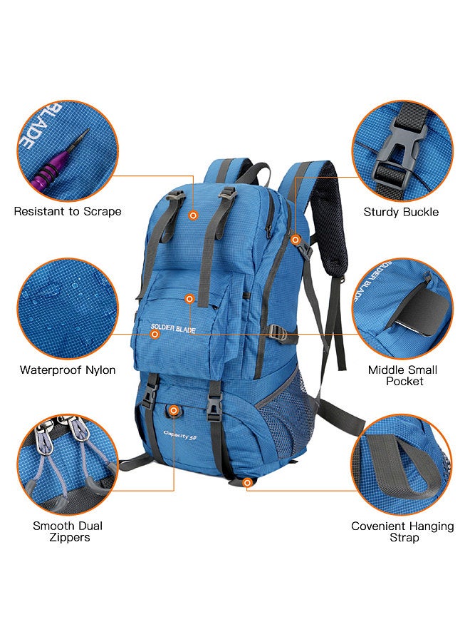 50L Mountaineering Backpack Waterproof Outdoor Running Bag Bicycle Bag Large Capacity Riding Bag Breathable Jogging Travel Daypack Bag for Riding Running Hiking Camping