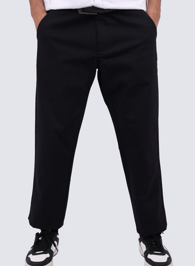Men's Casual Front Straight Pant in Black