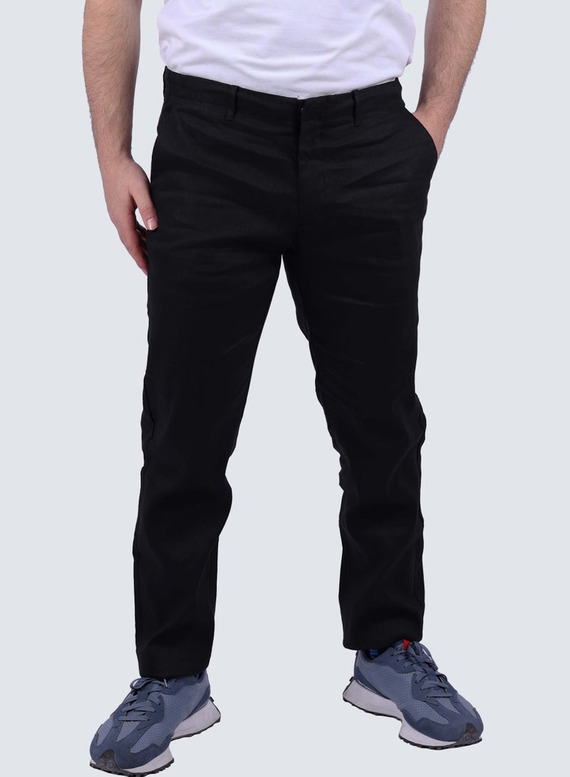 Men's Casual Flat Front Pant in Black