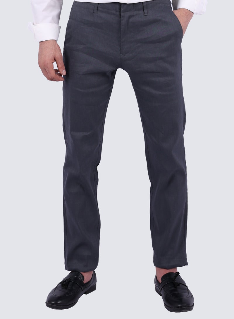 Men's Casual Stretch Flat Front Pant in Grey