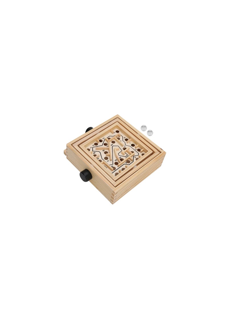 Wooden Labyrinth 3D Maze Puzzle Handcrafted Board Game (16x5x16cm)