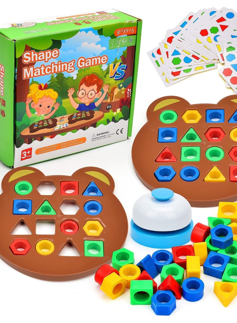 Shape Matching Game Color Sensory Educational Toy, Geometric Shape Matching Puzzle Game, Color Learning Board Game, Montessori Toys Board Game for Kids Boys Girls