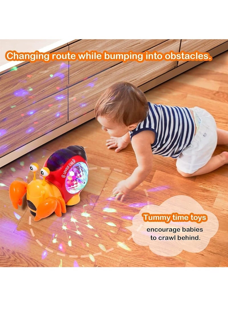 Crawling Crab Toy, Interactive Walking Dancing Toy with Music Sounds & Lights, Automatically Avoid Obstacles, Moving Toddler Toys for Kids Infants, Musical Light up Toys for Babies, Toddlers
