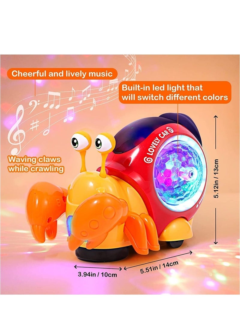 Crawling Crab Toy, Interactive Walking Dancing Toy with Music Sounds & Lights, Automatically Avoid Obstacles, Moving Toddler Toys for Kids Infants, Musical Light up Toys for Babies, Toddlers