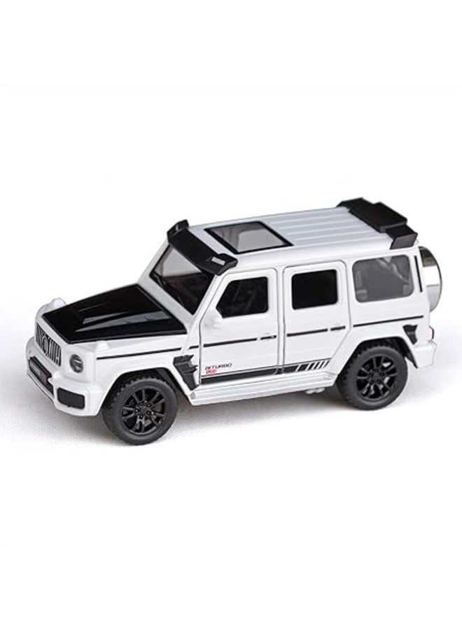 Brabus 700 White Diecast Metal Toy Car Alloy Gift with Sound and Light Pull Back Off Road Vehicle for Model Collection