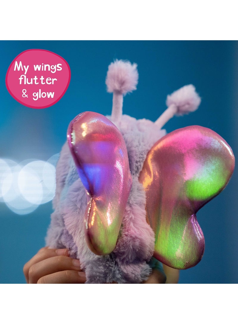 Curlimals Flutter Wonders Bella Bear Interactive Soft Toy with 100+ Sounds and Reactions Responds to Touch with Lights and Glow Wings Cuddly Fun Enchanted Pond Animal Gift For Age 3+, Purple