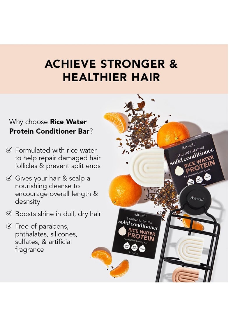 Kitsch Rice Bar Shampoo and Conditioner Bar for Hair Growth | Made in US | Rice Shampoo Bar & Conditioner Bar for Strengthening Hair | Rice Water Shampoo Bar & Conditioner Soap | Paraben Free, 2pc Set