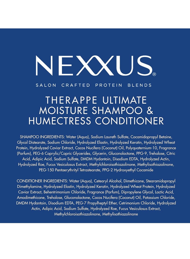 Nexxus Shampoo and Conditioner Therappe Humectress (Set of 2)for Dry Hair Silicone-Free, Moisturizing Caviar Complex and Elastin Protein 33.8 oz