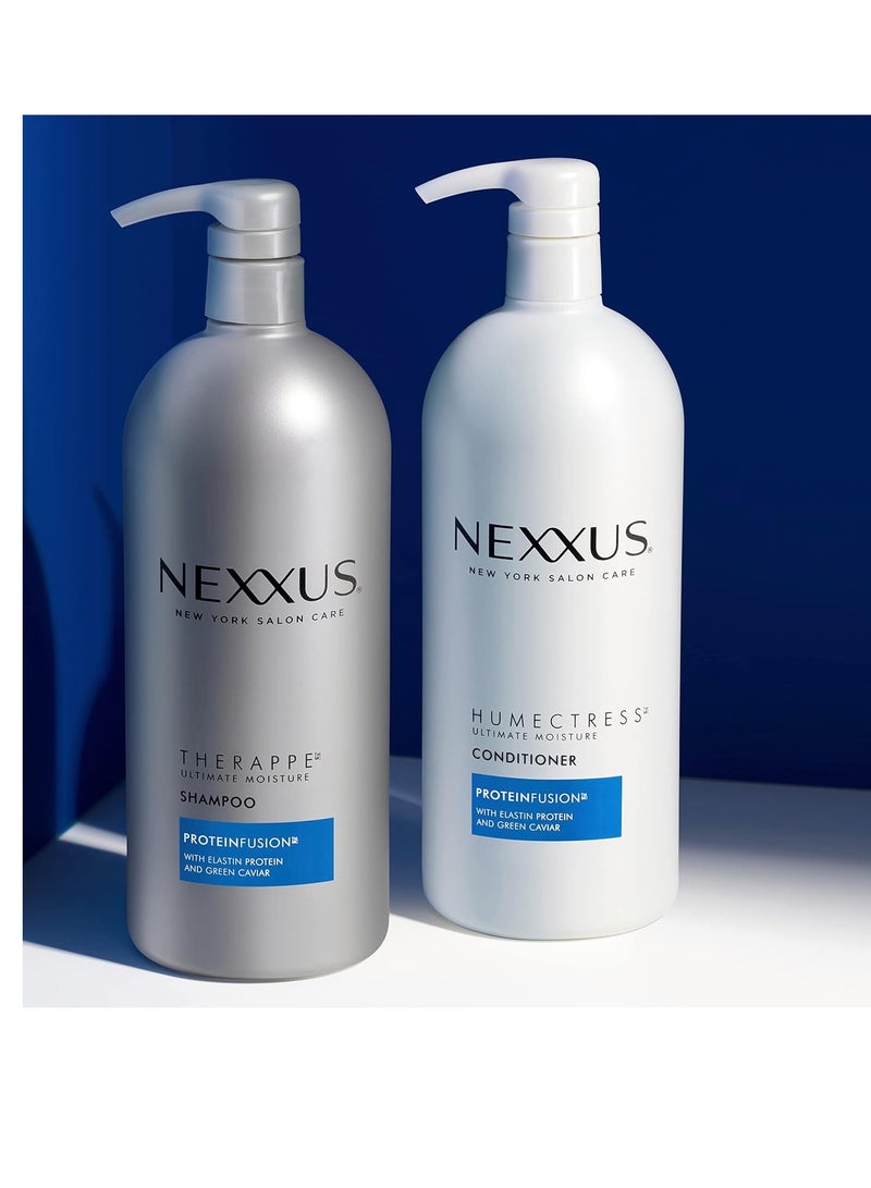 Nexxus Shampoo and Conditioner Therappe Humectress (Set of 2)for Dry Hair Silicone-Free, Moisturizing Caviar Complex and Elastin Protein 33.8 oz