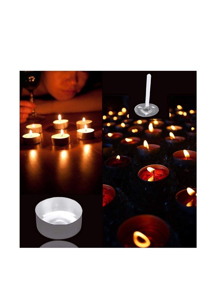 Aluminum Tea Lights Cups 100 Pcs, Metal Tea Light Tins with 100 Pcs Candle Wicks Empty Case Candle Wax Containers for DIY Candles Making Supplies