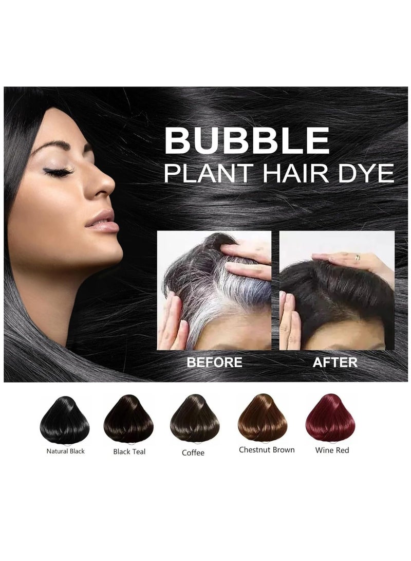 Bubble Hair Dye Shampoo, Plant Extract For Grey Hair Color Bubble Dye, Natural Plant Dyeing Foam Shampoo for Women Men Coffee