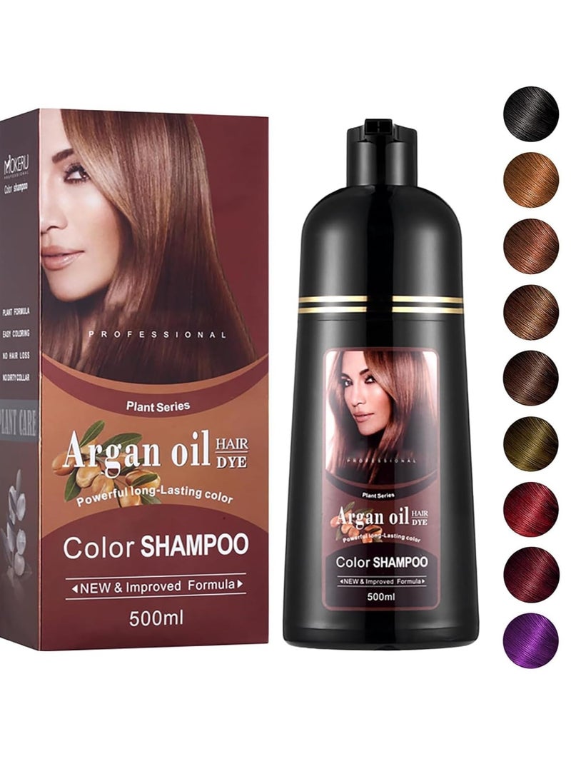 Hair Dye Shampoo, Argan Oil Dark Brown Hair Shampoo, 3 in 1 Hair Dye Shampoo, Semi-Permanent Hair Color Shampoo Dark Brown