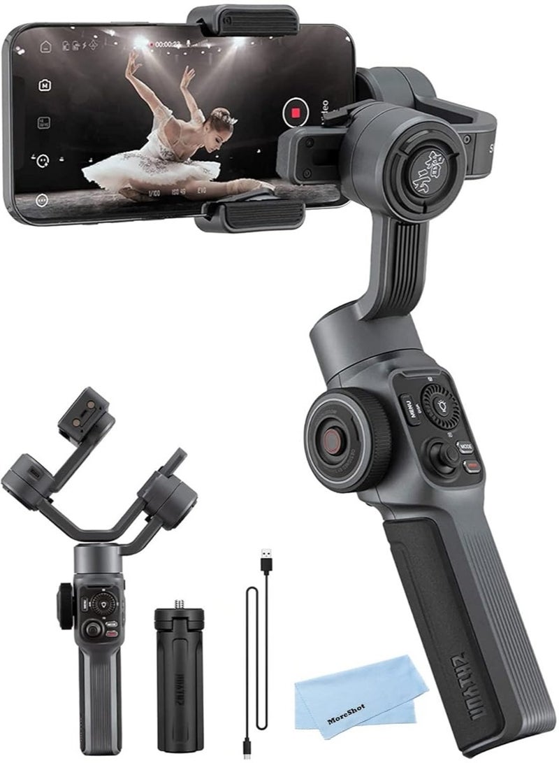 Zhiyun Smooth 5 Combo Gimbal Stabilizer for Smartphones, 3-Axis Mobile Phone Holder, Portable Stabilizer for Vlogging, YouTube, Tiktok, Live Video Compatible with iPhone and Android