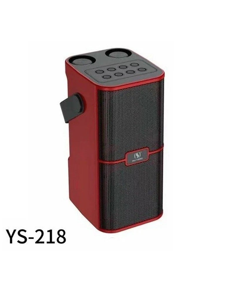 YS218 Karaoke Speaker Stereo Bass Dual Microphone Red