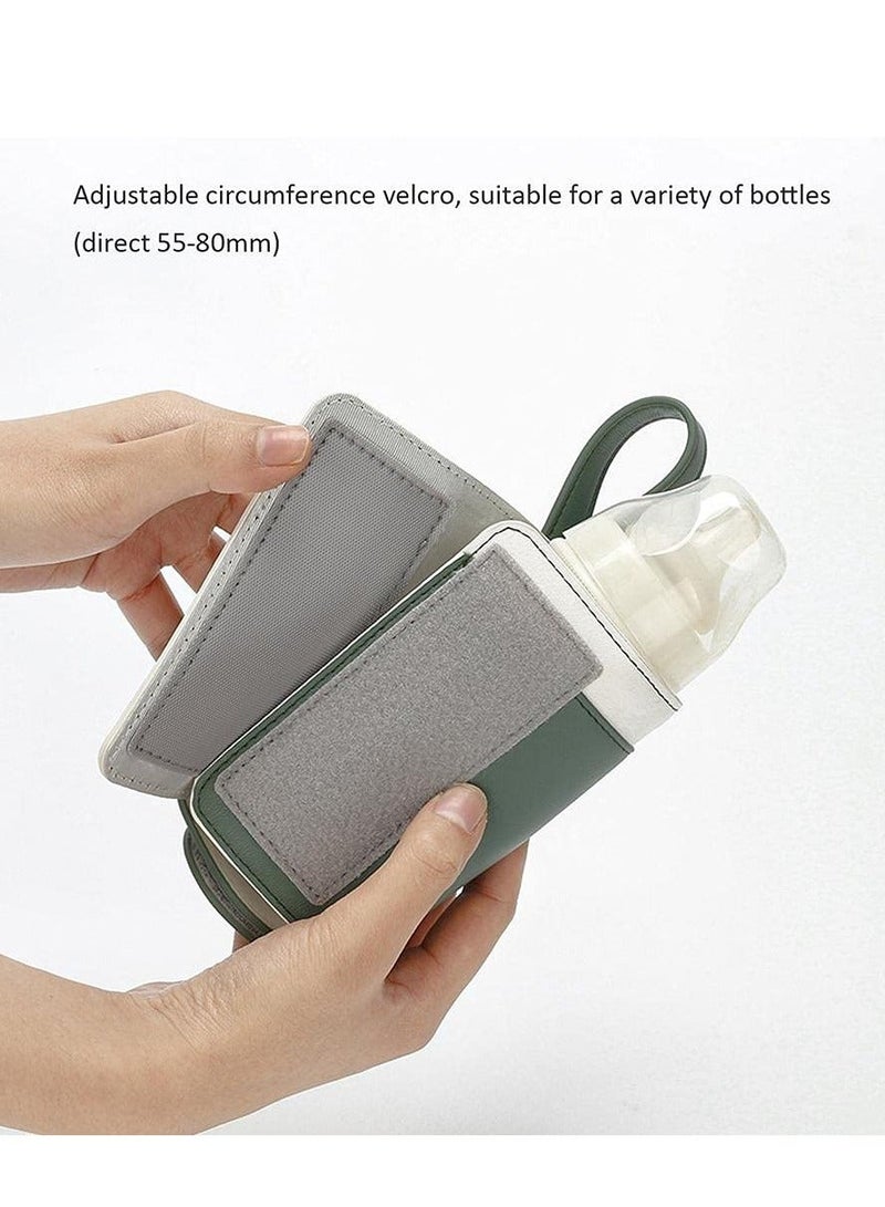 Portable Bottle Warmer, With 3 Temperature Control, Travel Smart Insulation Milk Bottle Cover Bag, Usb Baby Bottle Warmer For Breastmilk Or Formula For Travel And Other Outdoor Activities Green