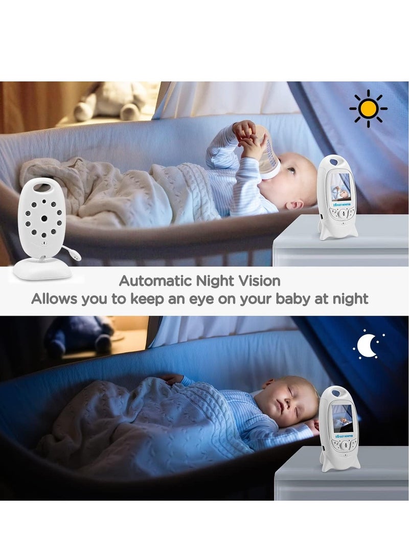 Portable Video Baby Monitor with Night Vision, Wireless Camera and Audio, No WiFi Required, 2-Way Talk, Lullabies, Temperature Detection - Ideal New Mom Gift