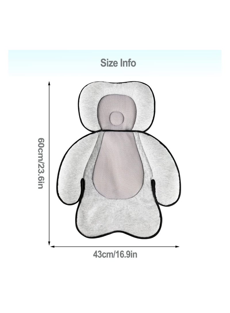 Baby Stroller Full Body Seat Cushion, Infant Head & Body Support Cushion, Toddler Extra Soft Seat Pad Neck Support, Baby Car Seat Insert for Newborn and Toddler 0-12 Month (Grey)