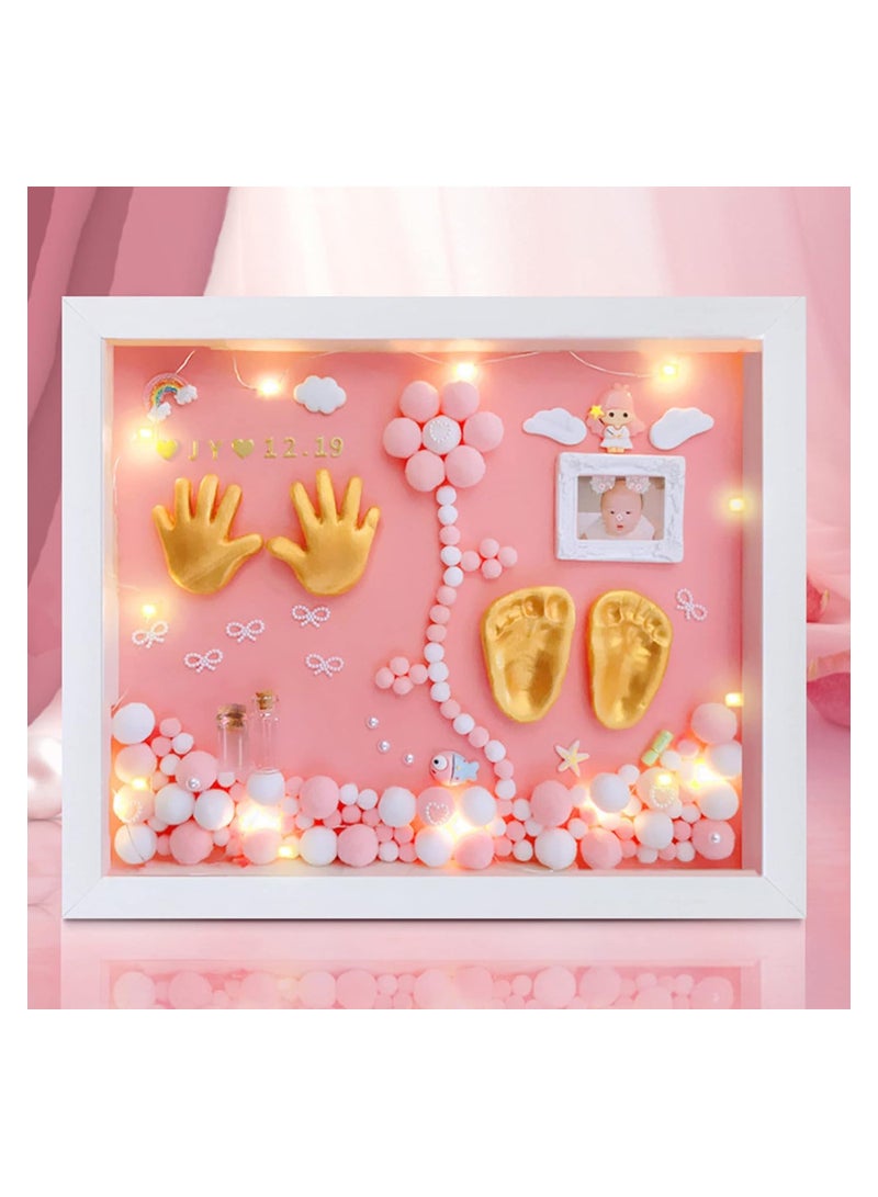 Baby Hand and Footprint Kit, Keepsake Hands Casting kit, Newborn Baby Nursery Memory Art Photo Frame Kit, Baby Shower Picture Frames, for New Parents Gift, Clay Hand Print Picture Frame