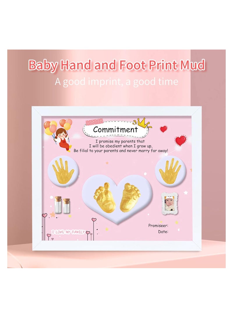 Baby Hand And Footprint Kit, Keepsake Hands Casting Kit, Newborn Baby Nursery Memory Art Photo Frame Kit, Baby Shower Picture Frames, For New Parents Gift, Clay Hand Print Picture Frame