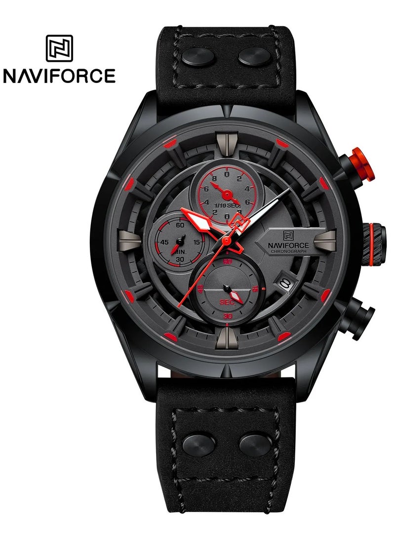 NEW NAVIFORCE 8045 Men's CHRONOELITE Waterproof Luxury Business Style Leather Strap Watch, Best Gift 2024