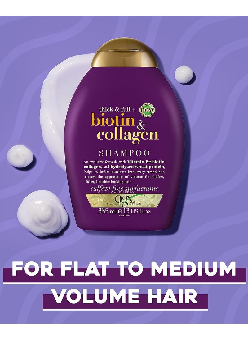 Pack of 2 OGX Shampoo Thick & Full Biotin & Collagen 385ML