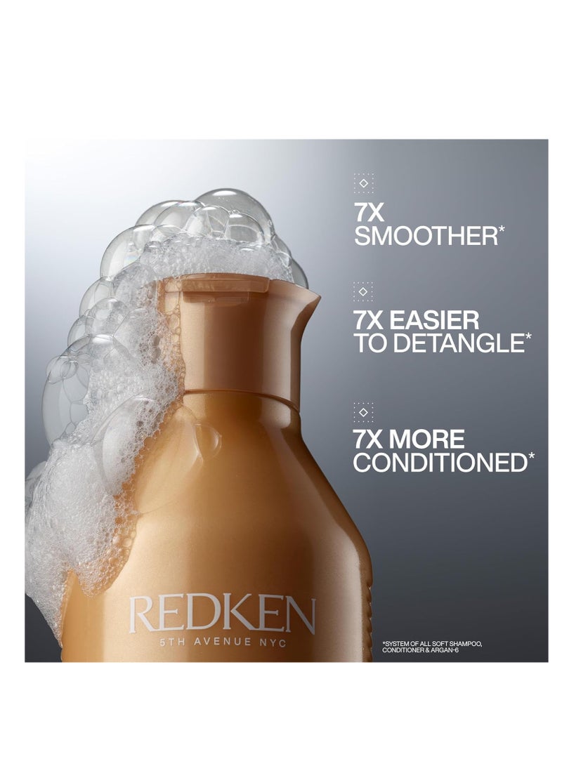 Redken All Soft Shampoo | Deeply Moisturizes and Hydrates | Softens, Smooths, and Adds Shine | Safe for Color-Treated Hair | Nourishing Shampoo for Dry Hair | With Argan Oil