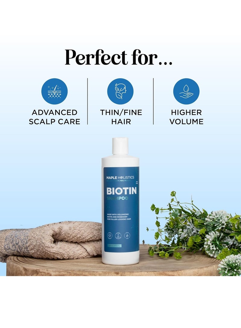 Rosemary and Biotin Shampoo for Thinning Hair - Vegan Volumizing Shampoo for Fine Hair with Argan and Tea Tree Oil - Paraben Silicone and Sulfate Free Shampoo for Dry Damaged Weak and Thin Hair Care