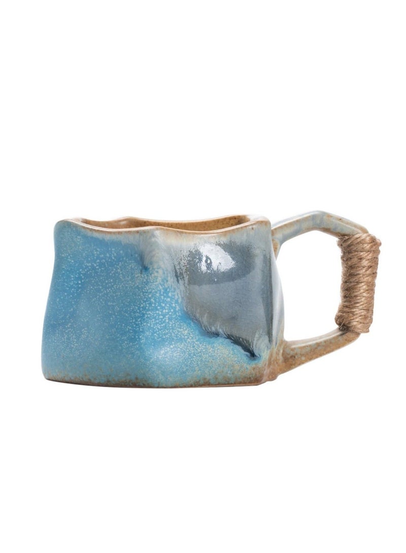 Coffee Mugs, Newest Aesthetic Cloud Irregular Coffee Mugs 9 Oz/ 250 Ml, Ceramic Cloud Mug for Dishwasher, Blue