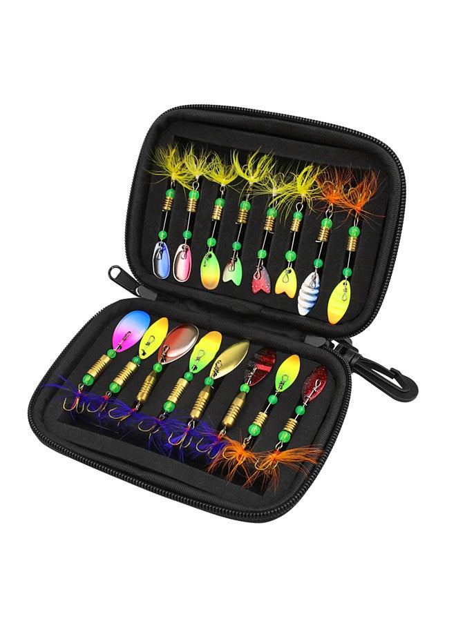 16pcs Fishing Spoons Lures Metal Baits Set forCasting Spinner Fishing Bait with Storage Bag Case