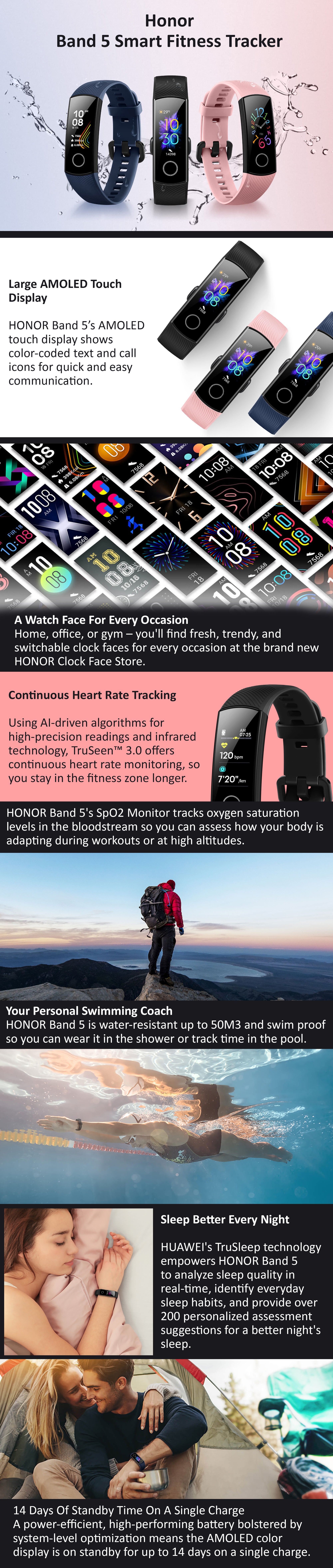 Band 5 Bluetooth Fitness Tracker Meteorite Black
