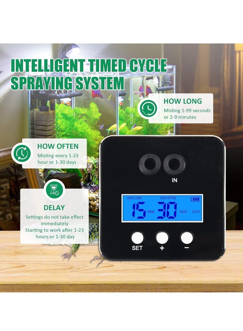Humidifiers Mister Fogger with Timer for Reptile and Plant, Reptile Terrarium Misting System with 360° Adjustable Misting Nozzles, Tank Accessories for Crested Gecko Snake Ball Python Leopard Gecko