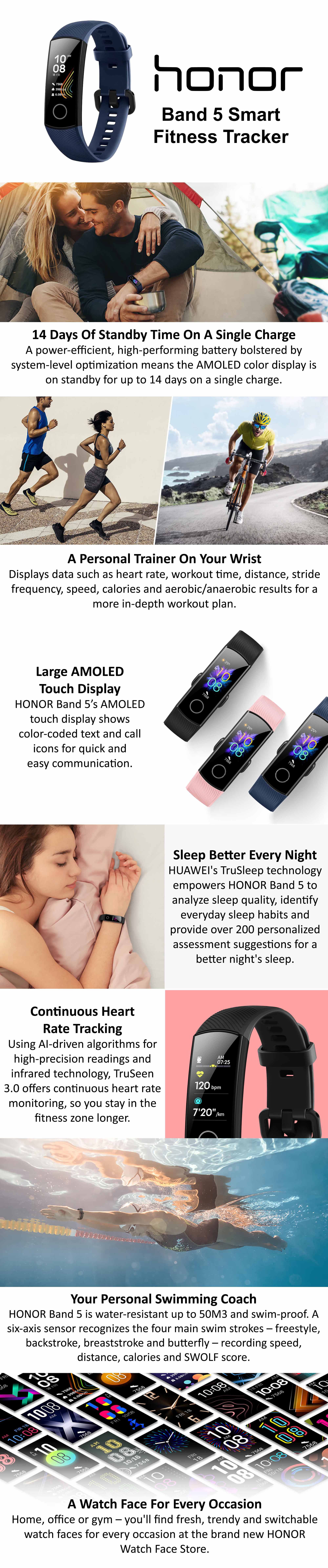 125.0 mAh Band 5 Smart Fitness Tracker Midnight Navy