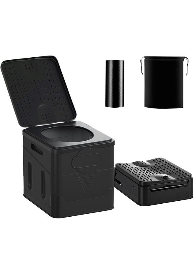 Portable Folding Toilet Outdoor Camping Potty with Lid for Camping Hiking Travel