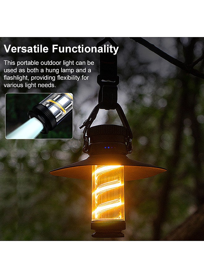 Outdoor Portable Cordless Camping Light Tent Lantern Multifunctional USB Rechargeable Hung Lamp Stepless Dimming LED HandLight Fishing Flashlight