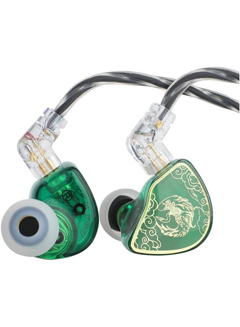 TANGZU Wan’er S.G HiFi 10mm Dynamic Driver PET Diaphragm in-Ear Earphone with Ergonomic Shape, Detachable 2Pin OFC Braided Cable for Audiophile Musician DJ Stage (Green, With Mic)