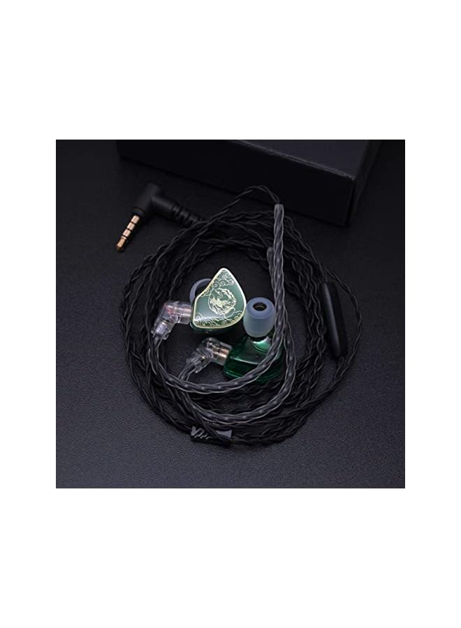 TANGZU Wan’er S.G HiFi 10mm Dynamic Driver PET Diaphragm in-Ear Earphone with Ergonomic Shape, Detachable 2Pin OFC Braided Cable for Audiophile Musician DJ Stage (Green, With Mic)