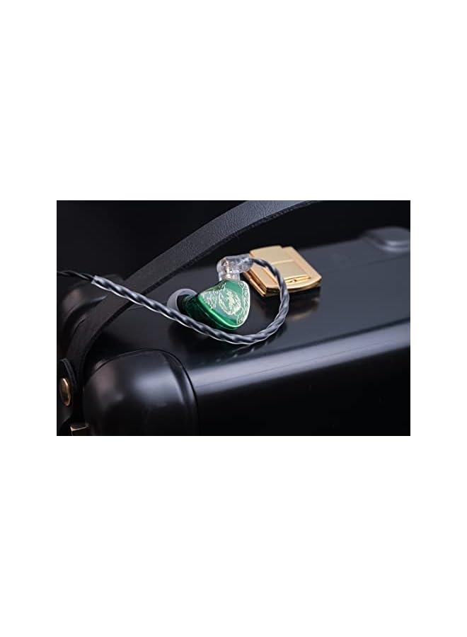 TANGZU Wan’er S.G HiFi 10mm Dynamic Driver PET Diaphragm in-Ear Earphone with Ergonomic Shape, Detachable 2Pin OFC Braided Cable for Audiophile Musician DJ Stage (Green, With Mic)