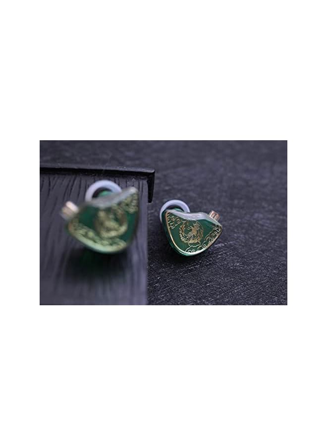 TANGZU Wan’er S.G HiFi 10mm Dynamic Driver PET Diaphragm in-Ear Earphone with Ergonomic Shape, Detachable 2Pin OFC Braided Cable for Audiophile Musician DJ Stage (Green, With Mic)