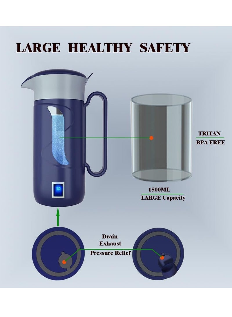 1.5L Hydrogen Water Bottle Generator, Hydrogen Rich Water Machine, SPE PEM Technolog Constant Temperature Heating Hydrogen Generator Water Kettle Pitcher, Make Clean Water for Home