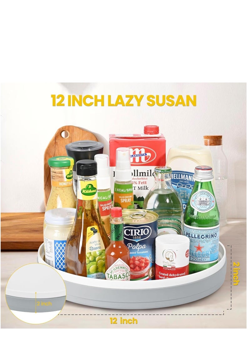 Lazy Susan Turntable Organizer - 12-Inch Rotating Tray for Spices and Condiments Storage - Organize Kitchen and Fridge with Storage Container for Fridge, Pantry, and Cabinet - 2 Pack
